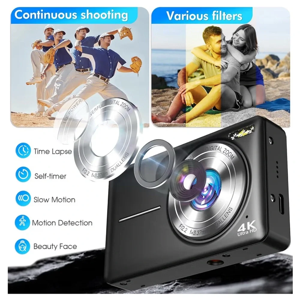 4K Ultra HD Digital Camera - Black New